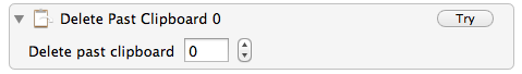 Screenshot of Keyboard Maestro "Delete past clipboard" action described as above.